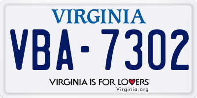 VA license plate VBA7302