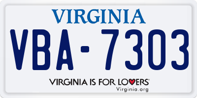VA license plate VBA7303