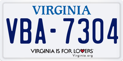 VA license plate VBA7304