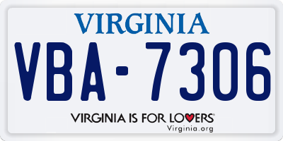 VA license plate VBA7306