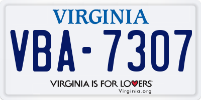 VA license plate VBA7307