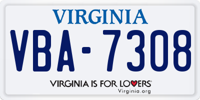 VA license plate VBA7308