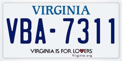 VA license plate VBA7311