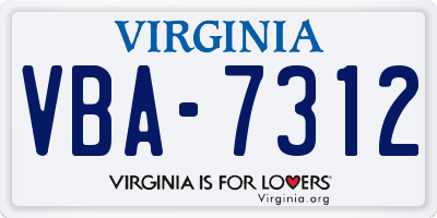 VA license plate VBA7312