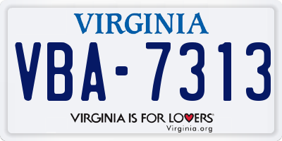 VA license plate VBA7313