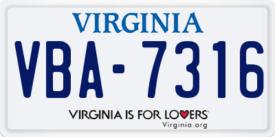 VA license plate VBA7316