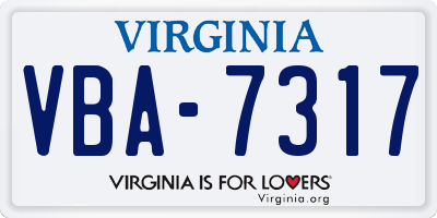 VA license plate VBA7317