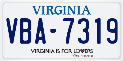 VA license plate VBA7319