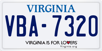 VA license plate VBA7320