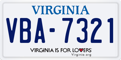 VA license plate VBA7321