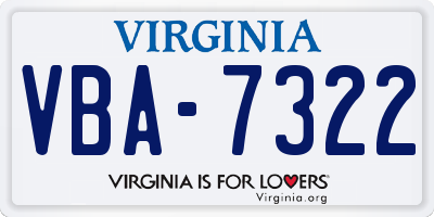 VA license plate VBA7322