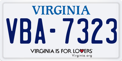 VA license plate VBA7323