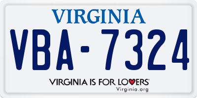 VA license plate VBA7324