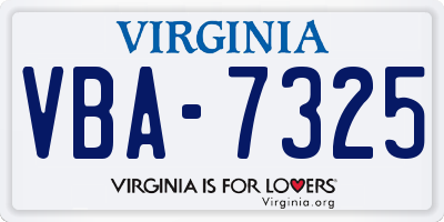 VA license plate VBA7325