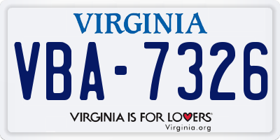 VA license plate VBA7326