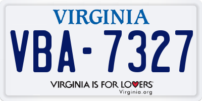 VA license plate VBA7327