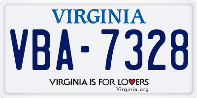 VA license plate VBA7328