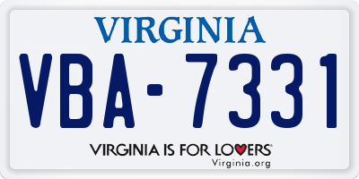 VA license plate VBA7331