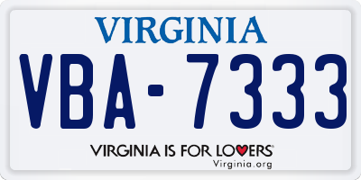 VA license plate VBA7333