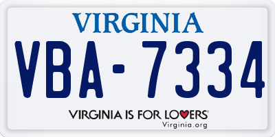 VA license plate VBA7334