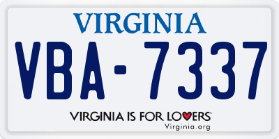 VA license plate VBA7337