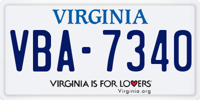 VA license plate VBA7340