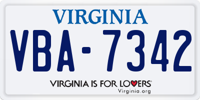 VA license plate VBA7342