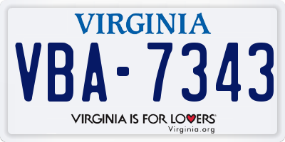 VA license plate VBA7343