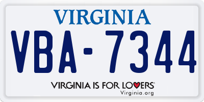 VA license plate VBA7344