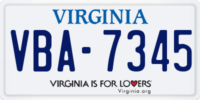VA license plate VBA7345