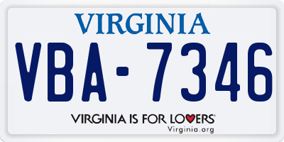 VA license plate VBA7346