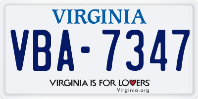 VA license plate VBA7347