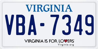 VA license plate VBA7349