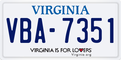 VA license plate VBA7351
