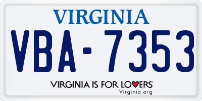 VA license plate VBA7353