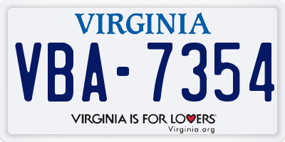 VA license plate VBA7354