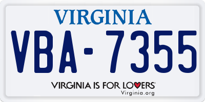 VA license plate VBA7355