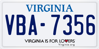 VA license plate VBA7356