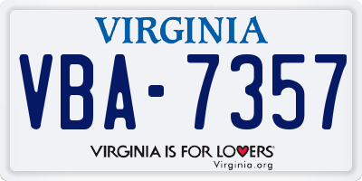 VA license plate VBA7357