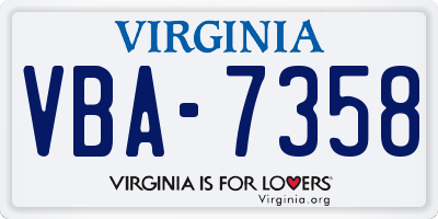 VA license plate VBA7358