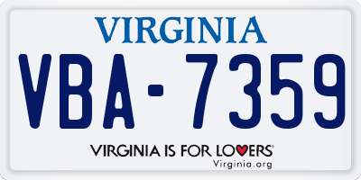 VA license plate VBA7359