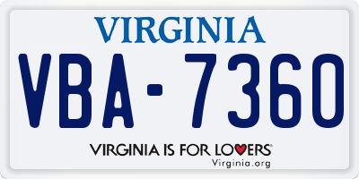 VA license plate VBA7360