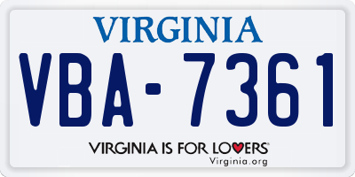 VA license plate VBA7361