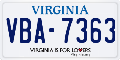 VA license plate VBA7363