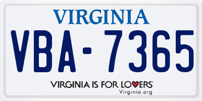 VA license plate VBA7365