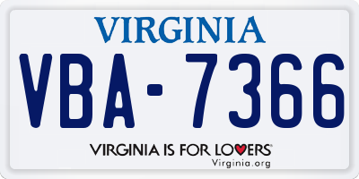VA license plate VBA7366