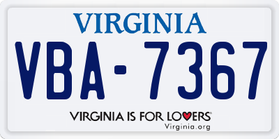 VA license plate VBA7367