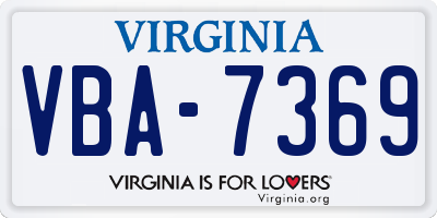 VA license plate VBA7369