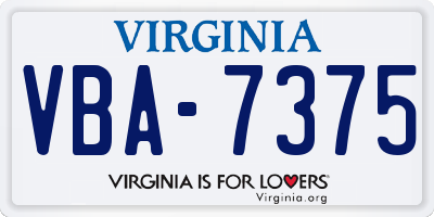 VA license plate VBA7375