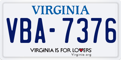 VA license plate VBA7376